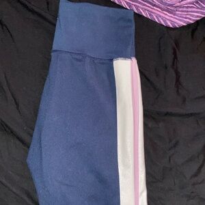 Juicy couture, leggings, pink, and white stripes on side super Y2K and cute